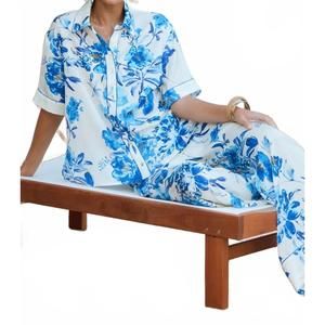 NEW ODDI floral crushed satin button up top in multi
